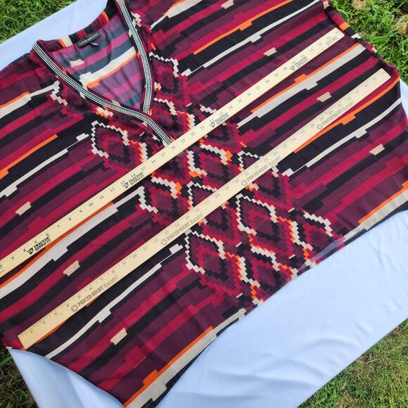 Lane Bryant Boho Dolman Sleeve Top Blouse Women's 22/24 3X  Aztec Tribal Print - Picture 10 of 13